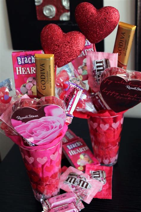 Valentines Day Candy Bouquet With Heart Shaped Candies Chocolate Bars And Hearts