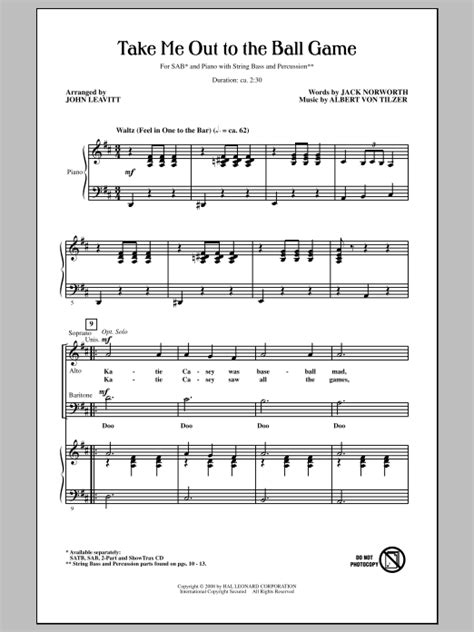 To download for free, click on the screenshot image to the left or the bold title link above to download in pdf format. Take Me Out To The Ball Game | Sheet Music Direct