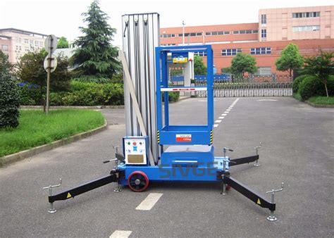 Aluminium Alloy Hydraulic Single Mast Lift Platforms 6m Platform Height