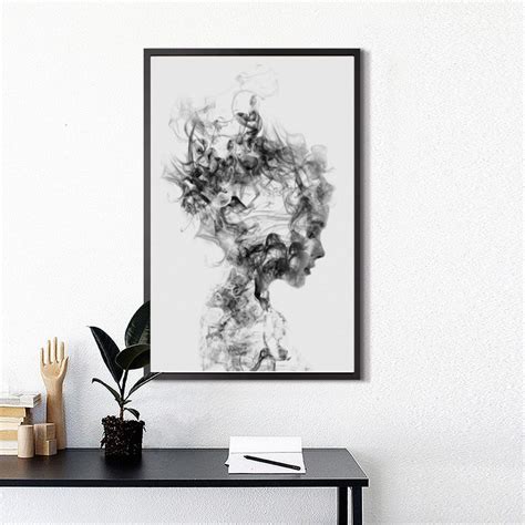 Abstract Girl Black White Woman Print Painting Framed Home Room Wall