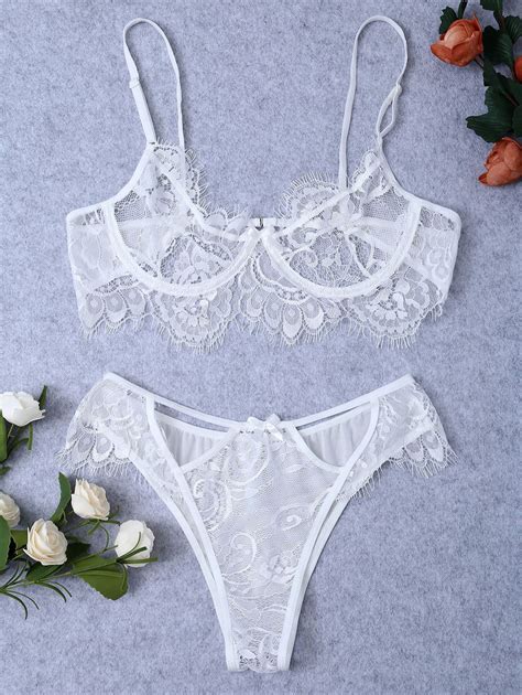 1084 Underwire Sheer Lace Bra And Panty White Belle Lingerie Lingerie Chic Pretty Lingerie