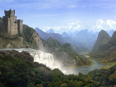 Castle Waterfall And Scenery Wallpapers Waterfall Scenery Scenery