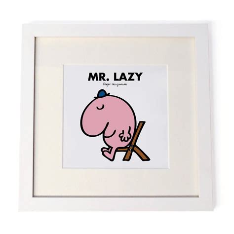 Personalised Mr Lazy White Framed Print