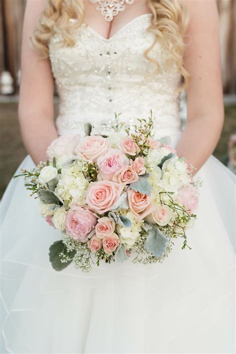 Coordinating tossing bouquets can be created upon request. Rose, Hydrangea and Dusty Miller Bouquet