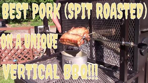 Roasting Pork Spit Roasted On A Unique Vertical Bbq Youtube