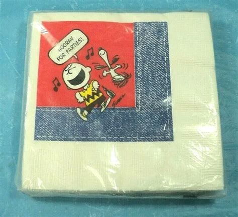 Vintage Ambassador Charlie Brown Snoopy Peanuts Beverage Napkins New Picclick