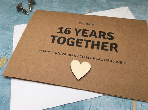 Personalised Custom 16th Anniversary Card 16 Years Together Etsy