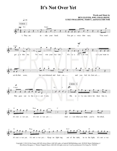Its Not Over Yet Lead Sheet Lyrics And Chords For King And Country