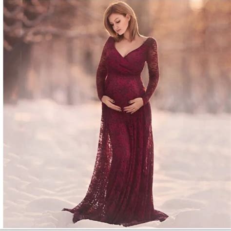 Lace Maxi Gown Trailing Dress Maternity Props Pregnancy Photography