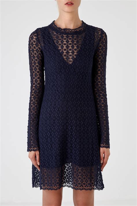 See By Chloé Floral Lace Dress In Navy Blue Lyst