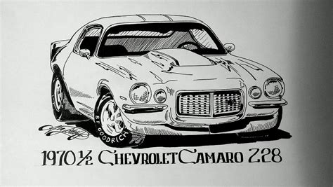 70 Camaro Z28 Drawing By Jim Porterfield
