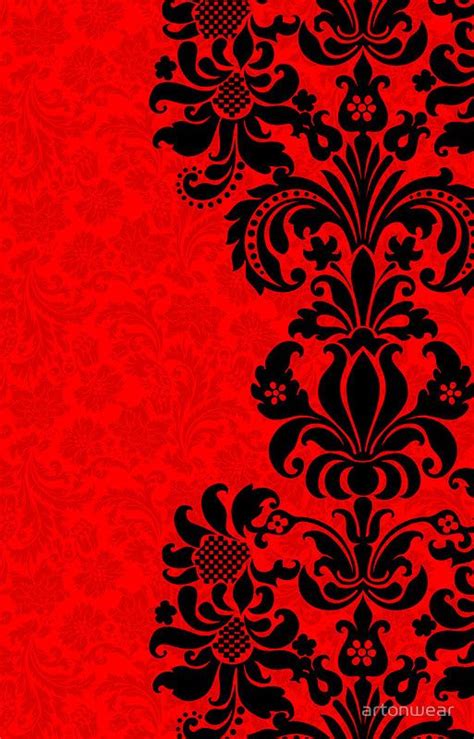 Abstract art black and white patterns. 'Black & Red Floral Vintage Damasks Design' iPhone Case by ...