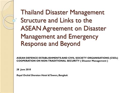 National Disaster Management Structure And Links To The