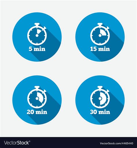 Timer Icons Five Minutes Stopwatch Symbol Vector Image