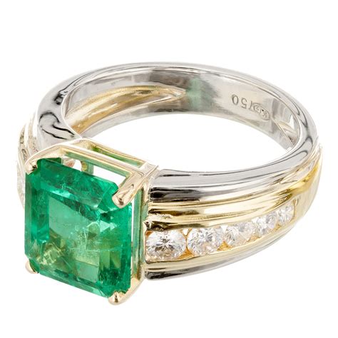 Vintage 1960 402ct Asscher Cut Emerald 18k Yellow Gold Diamond Ring Ebay