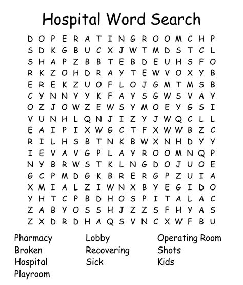 Hospital Word Search Wordmint