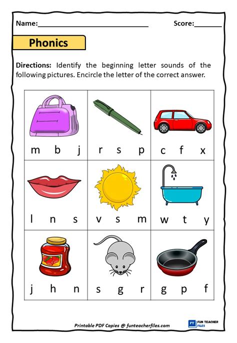 Beginning Letter Sounds Worksheet Set 1 Fun Teacher Files