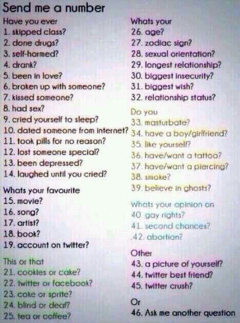 Send Me A Number Snapchat Questions Fun Questions To Ask When Your Crush