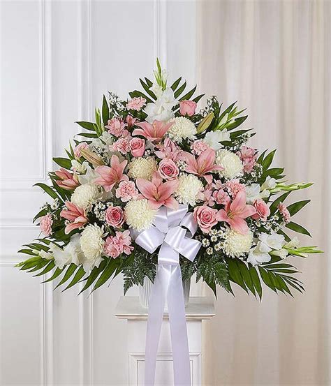 Pink And White Sympathy Standing Basket