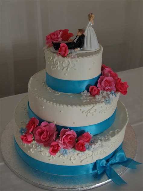 Beckys Sweets Hot Pinkturquoise Wedding Cake