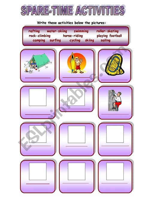 Spare Time Activities Esl Worksheet By Nonina