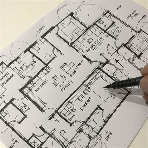 Architektonischer 2d Plan Skizze Architecture Drawing