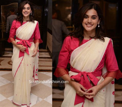 Taapsee Pannu In A Linen Saree South India Fashion