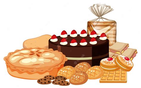 Cookie Cakes Vector Isolated Tasty Snack Delicious Chocolate Clip Art