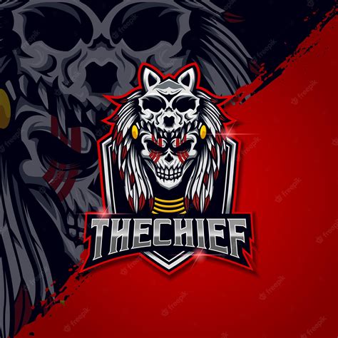 Premium Vector Indian Wolf Skull Esport Game Logo Design Template