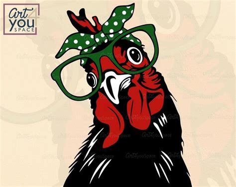 Chicken With Bandana Glasses Svg Files For Cricut Clipart Etsy In