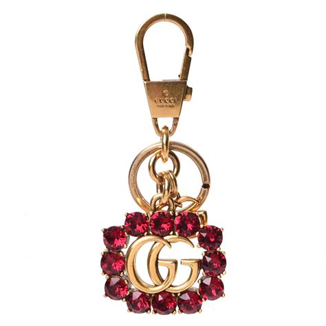 Gucci Crystal Double G Key Chain Gold 249591