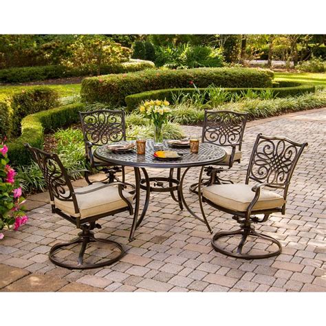 Hanover Traditions 5 Piece Patio Outdoor Dining Set With 4 Cushioned