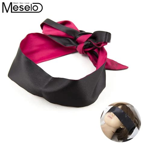 Meselo Black Satin Ribbon Blindfold Sexy Eye Mask Bdsm Adult Game Toy