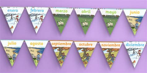 Months Of The Year Display Bunting Spanish Spanish Months Year Display