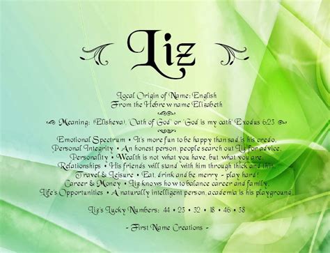 Liz Name Meaning - First Name Creations | Grávida