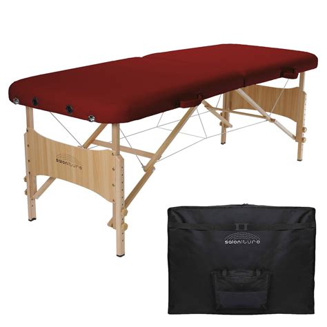 Saloniture Basic Portable Folding Massage Table Burgundy Massage Table Massage Tables