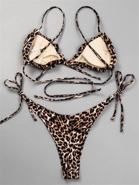 Shein Swim Vcay Leopard Triangle Tie Side Bikini Swimsuit Shein Usa