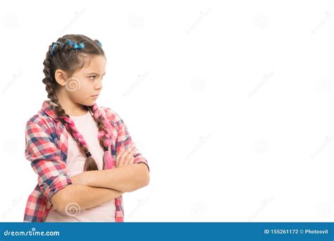 Stubborn Child Disagreement And Stubbornness Girl Serious Face