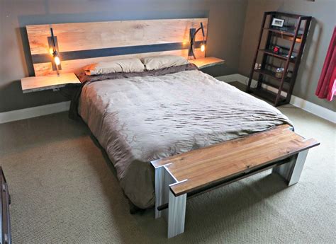 Custom Spalted Maple And Steel Head Board With Handmade Lights By