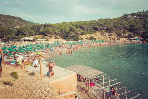 Ibiza Spain August Ibiza Natural Beach View With Some