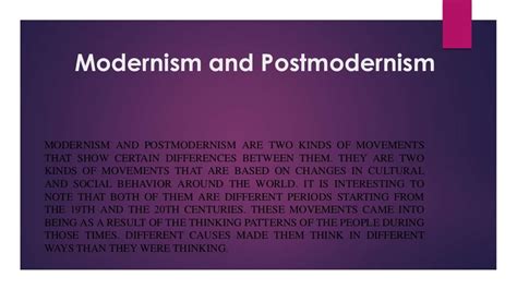 Modernism Vs Postmodernism