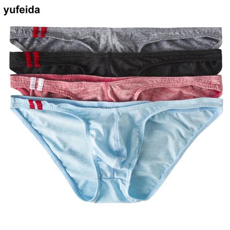 Yufeida 4pcslot Cotton U Convex Briefs Men Slip Sexy Solid Underpants Man Underwear Homme