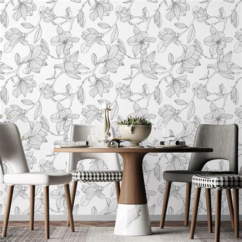 Magnolia Wallpaper Peel And Stick Floral Self Adhesive Wall Etsy