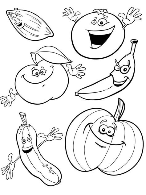 Legumes E Frutas Dos Desenhos Animados Para Colorir Imprimir E