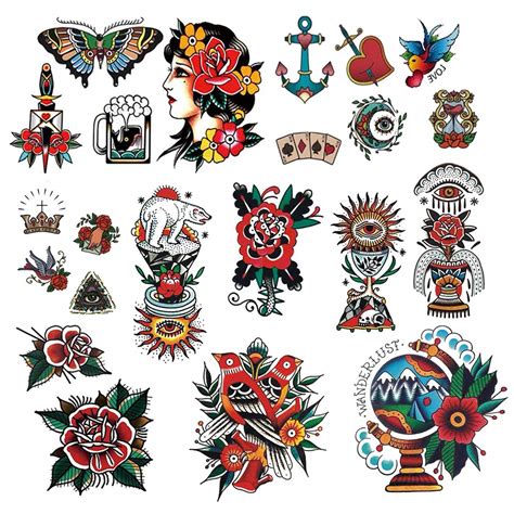 Buy Cargen Classic Temporary Tattoo Old School Stickers Different Sizes