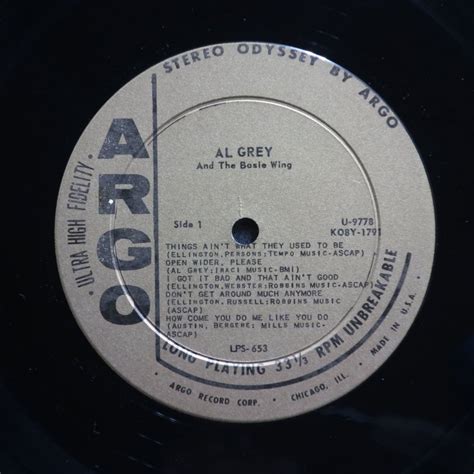 Al Grey オリジナル Argo The Last Of The Big Plungers Vinylplanet