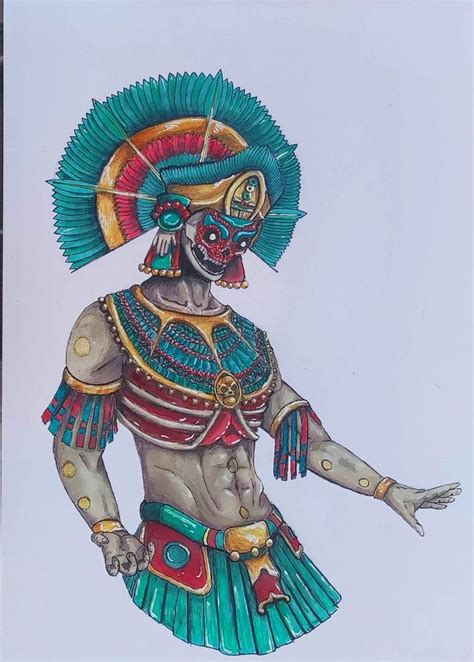 Dibujo Con Plumón Mictlán Mictlantecuhtli Draw Azteca Dios De La