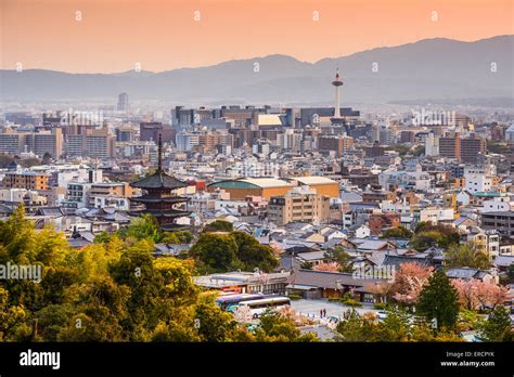 Kyoto Japan City Skyline At Dusk Stock Photo Alamy