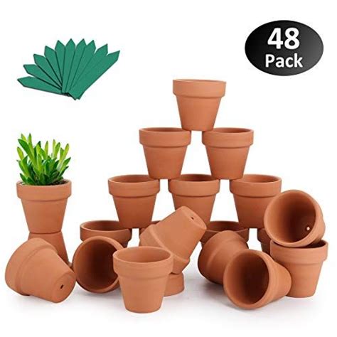 Growneer 48 Pack 2 Mini Clay Pots Terracotta Pot With 25