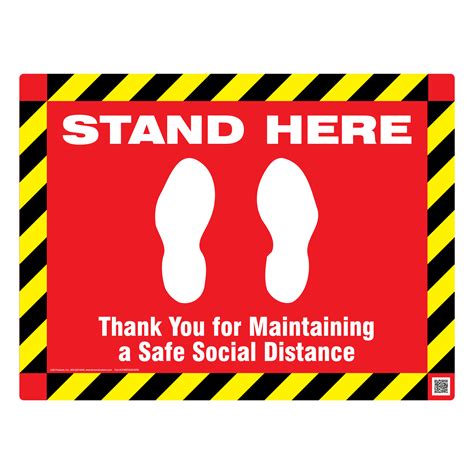 Industrial Scientific Stand Here Sign Feet Safety Distance Apart